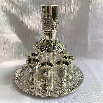 Wine Fountain with 8 Cups on Tray - Silver Plated with Gold David Citadel  Design